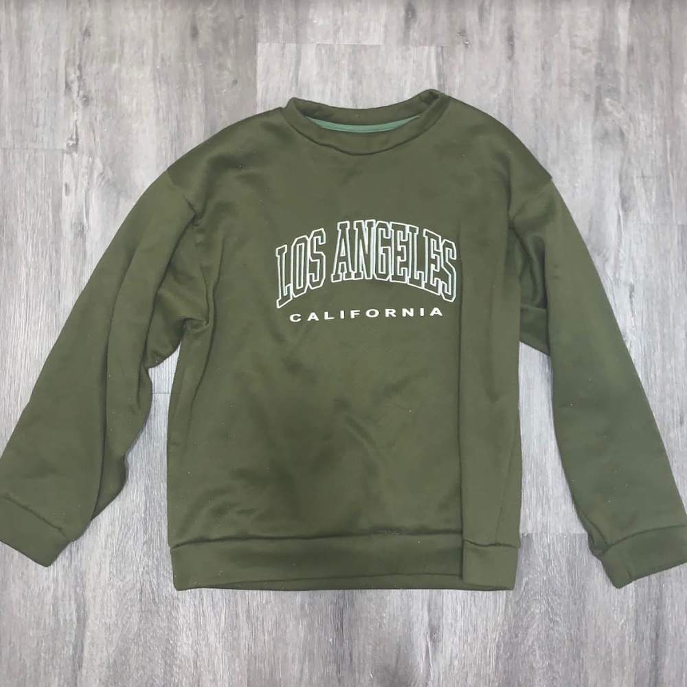 SHEIN Olive Green Oversized Sweatshirt: SIZE Large